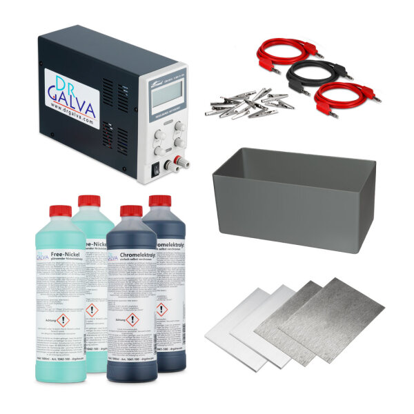 Kit de Chrome + Nickel - Kit complet pour chromage par galvanisation en bain